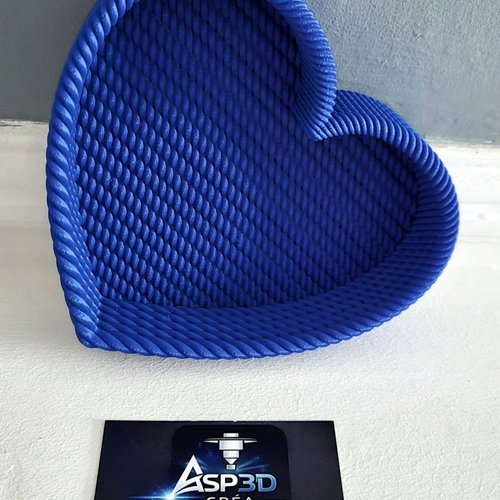 Vide-poche coeur "éclat bleu" - design tressé en impression 3d