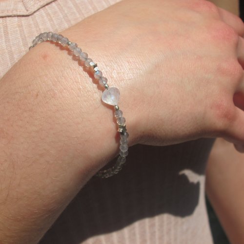 Rayon de lune, bracelet de labradorite et pierre de lune du sri-lanka