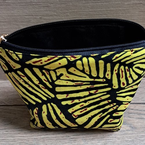 Petit trousse jaune et noir en wax
