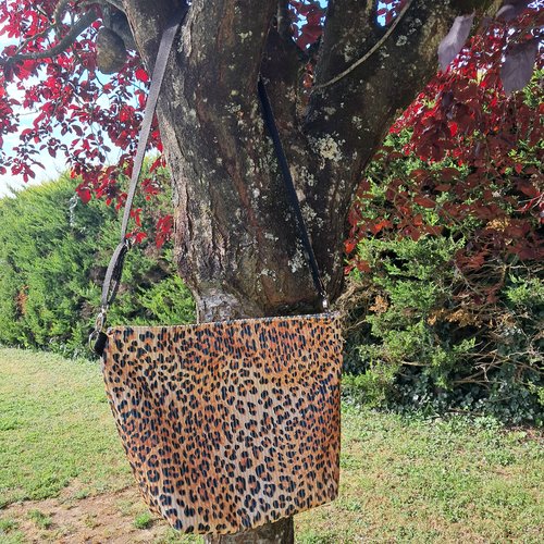 Sac velours leopard