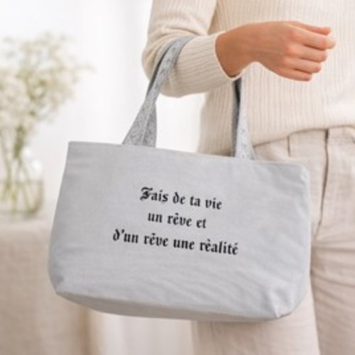 Sac cabas femme inspirant “fais de ta vie un rêve” – grand sac coton motivation – idée cadeau fem