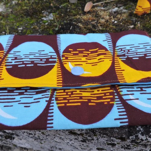 Tote Bag se transformant en Pochette en Wax Yellow Yeruzalem Fait-Main
