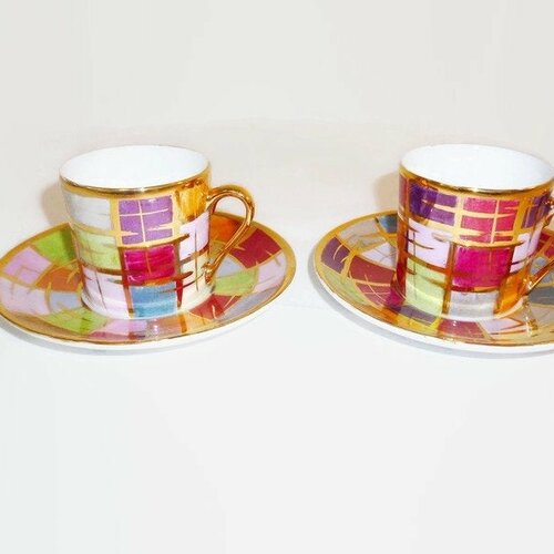 Tasses à café en porcelaine de limoges multicolores