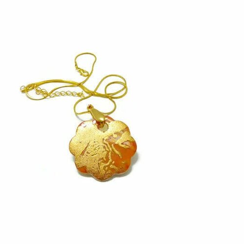 Bijou en porcelaine or et orangé