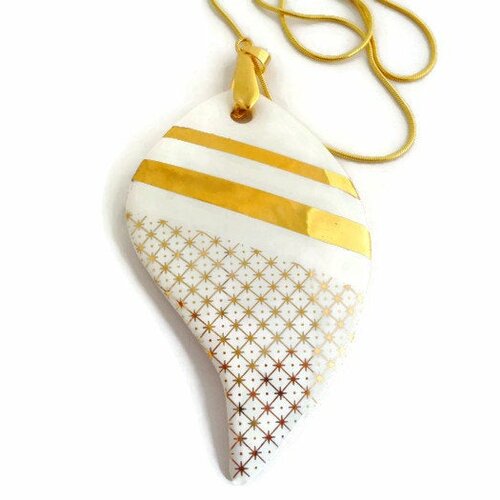 Bijoux en porcelaine quadrillage or