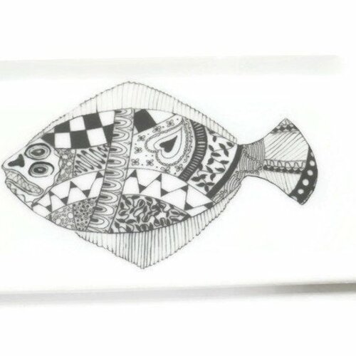 Plateau porcelaine le poisson noir et blanc
