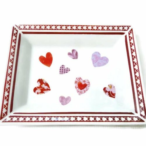 Vide poches porcelaine décor jolis coeurs,