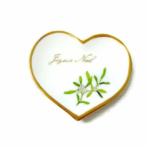 Petits coeurs en porcelaine décor de noël