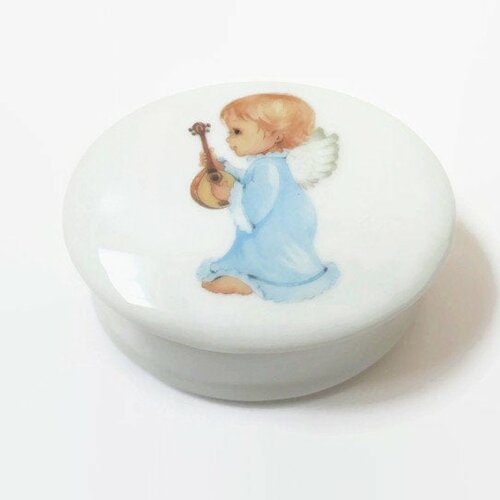 Boite en porcelaine personnalisable l'ange bleu