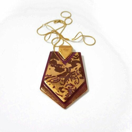 Bijou en porcelaine de limoges fantaisie rouge et or