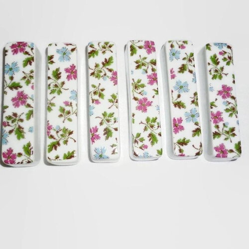 Porte couteaux en porcelaine bleuets roses et bleus