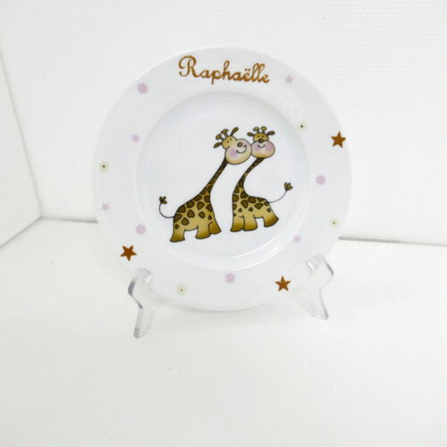 Assiette et mug enfant les deux girafes