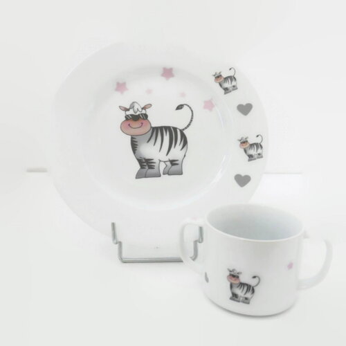 Assiette et mug le zèbre aux lunettes de soleil