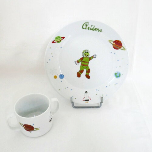 Assiette et mug enfant le cosmonaute