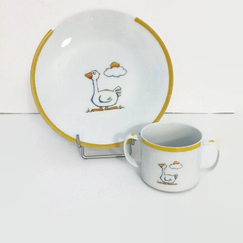 Assiette et mug  l'oie blanche
