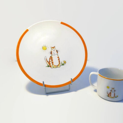 Assiette et mug en porcelaine le chat