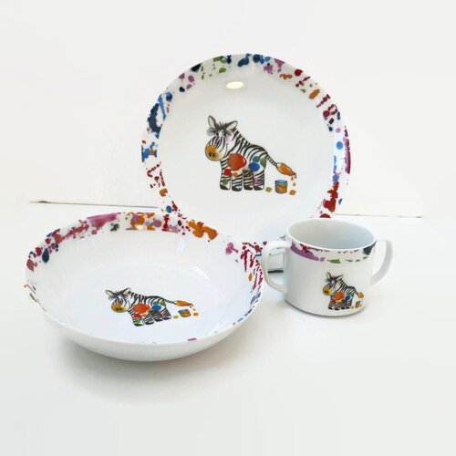 Assiette personnalisable le petit zèbre peintre