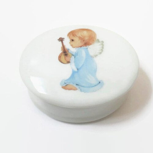 Boite en porcelaine personnalisable l'ange bleu