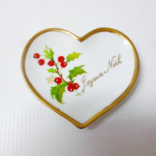 Petits coeurs en porcelaine décor de noël