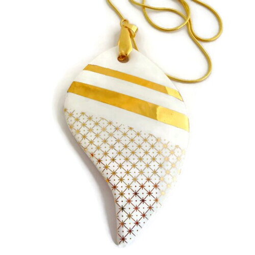 Bijoux en porcelaine quadrillage or