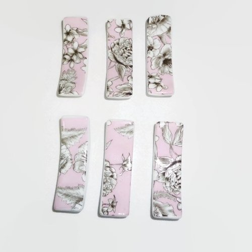 Porte-couteaux fleurs grises et roses