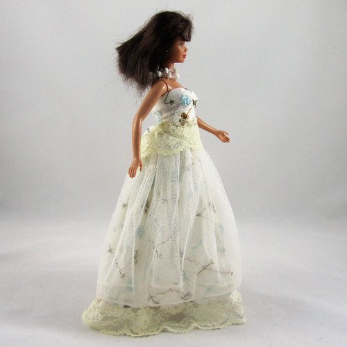 Vêtements pour poupée barbie - "robe de soirée brodée"