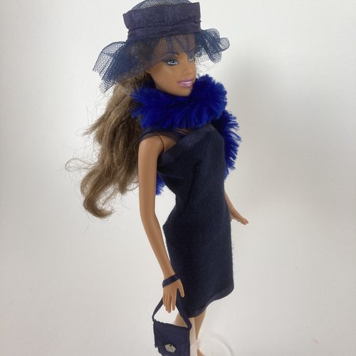 Vêtements pour poupée barbie - "robe bleue de fête"