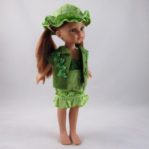 Vêtements pour poupée 32cm "chérie corolle", "cerise et capucine" - "ensemble vert"