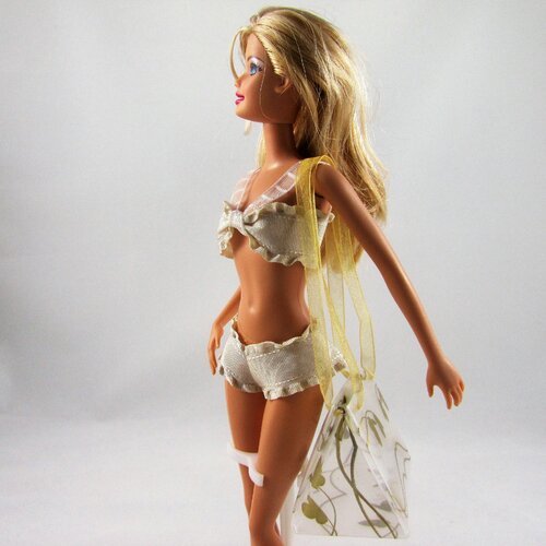Vêtements pour poupée barbie - "collection lingerie - douceur satinée"