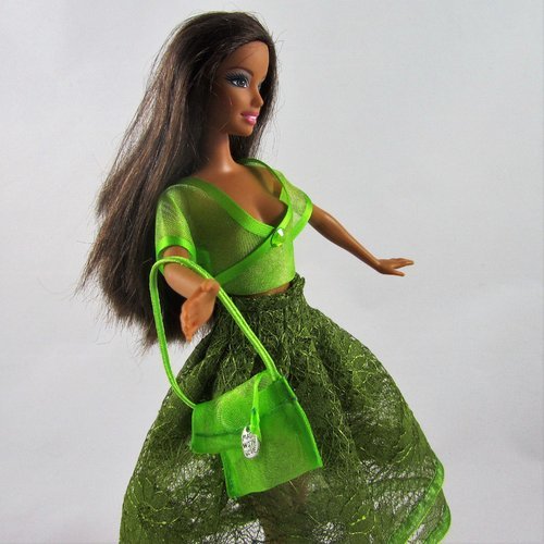 Vêtements pour poupée barbie - "ensemble estival vert"