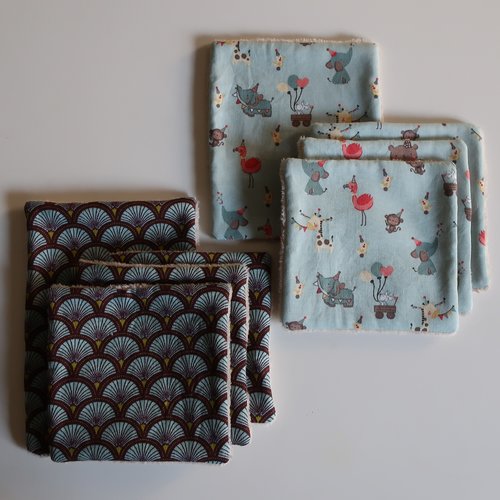 Lot 8 lingettes coton/éponge bambou  -  objectif "zéro déchet"