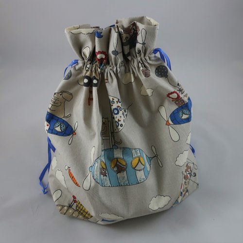Grand sac de rangement, sac à cadeau, à doudou, à trésor - label oeko-tex - objectif "zéro déchet"