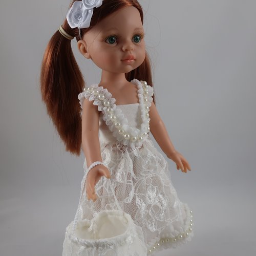 Vêtements pour poupée chéries corolle, paola reina, 32/33cm - "petit ensemble blanc de fête"