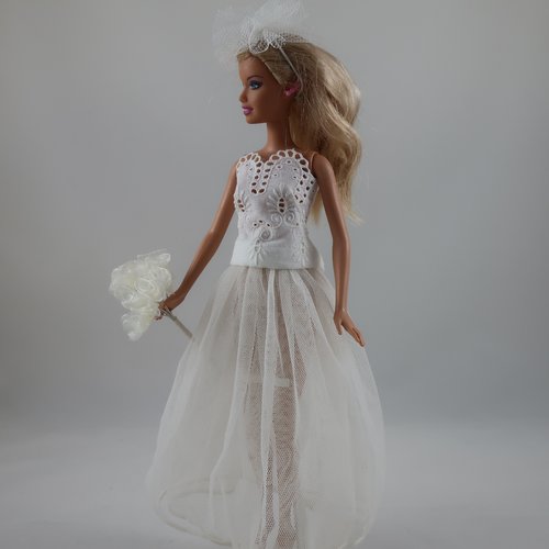 Vêtements pour poupée barbie - "robe de mariée"