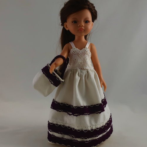 Vêtements pour poupées chéries corolle, paola reina, 32/33cm - "robe longue"