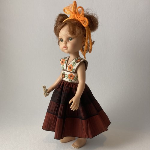 Vêtements pour poupées chéries corolle, paola reina, 32/33cm - "robe longue "
