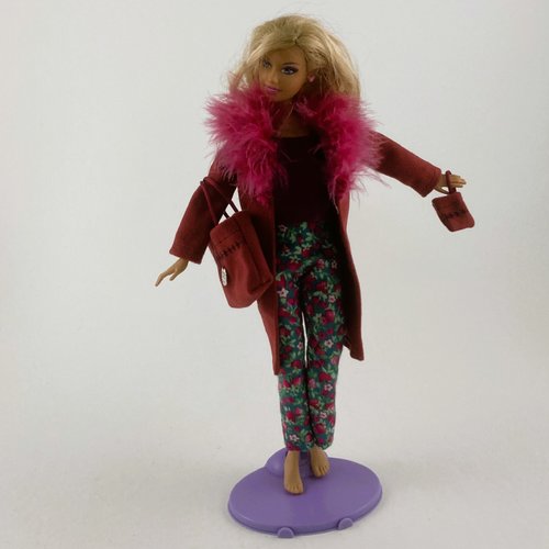 Vêtement pour poupée barbie - "ensemble manteau/pantalon pour barbie"