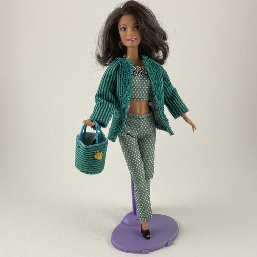 Vêtement pour poupée barbie - "ensemble manteau/pantalon pour barbie"