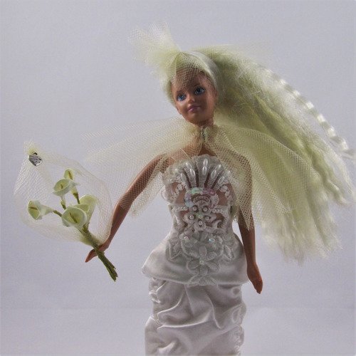 Vêtements pour poupée barbie - "robe de mariée - la romantique"