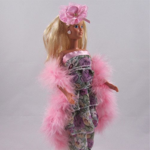Vêtements pour poupée barbie - "robe longue à volants - charme printanier"