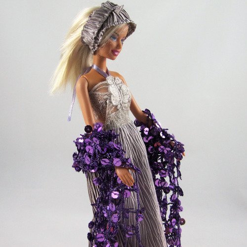 Vêtements pour poupée barbie - "robe de soirée somptueuse"
