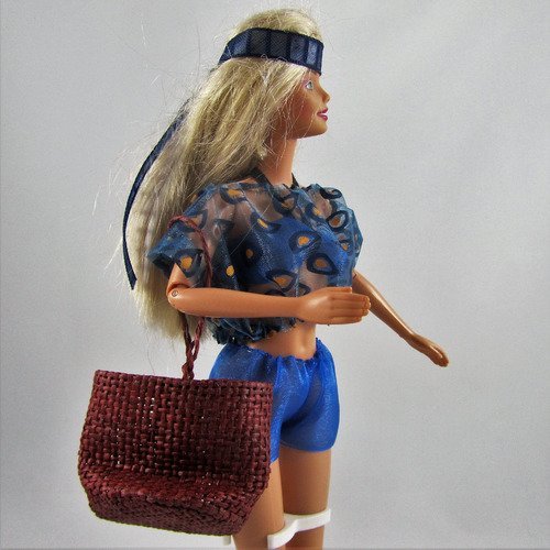 Vêtements pour poupée barbie - "petit ensemble estival "3 pièces" bleu roi"