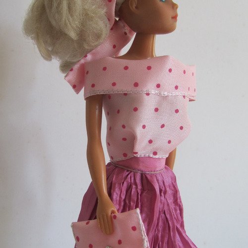 Vêtements pour poupée barbie - "petit ensemble estival rose"