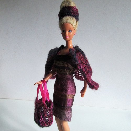 Vêtements pour poupée barbie - "petit ensemble violet pour l'automne"