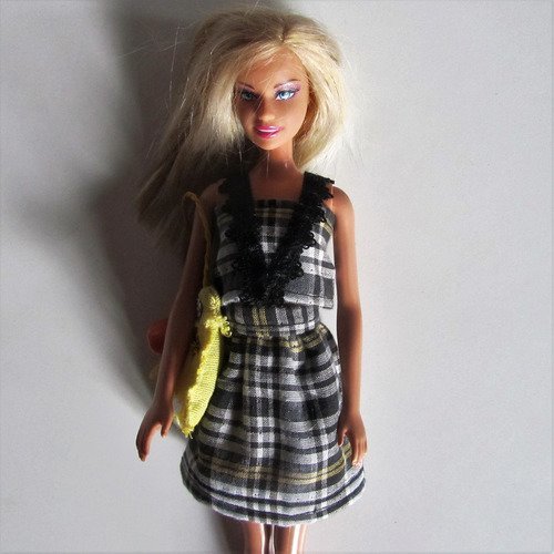 Vêtements pour poupées barbie - "ensemble printanier écossais"