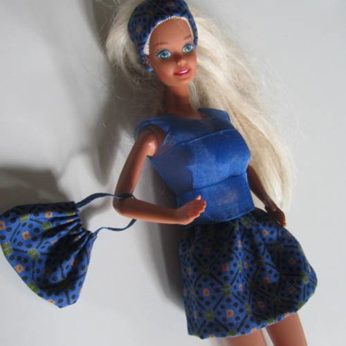 Vêtements pour poupée barbie - ensemble estival "bleu intense"