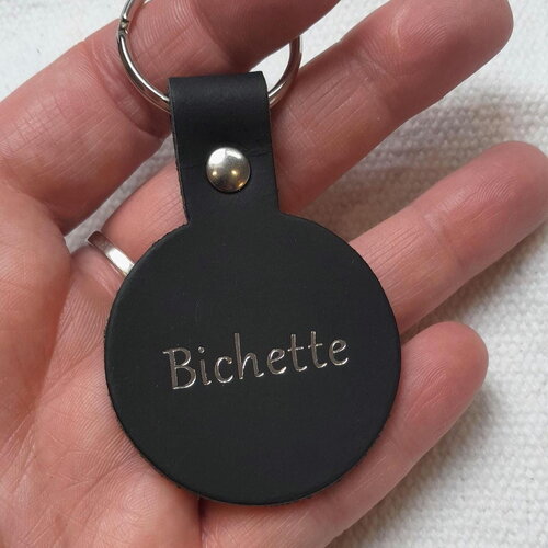 Porte clés rond en cuir personnalisable