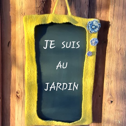 Tableau ardoise en laine feutrée jaune