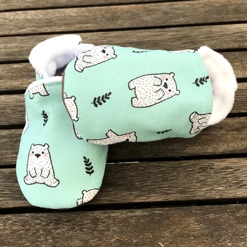Chaussons souples ours polaires, coton et suédine pour la semelle , chaussons de marche, chaussons de portage