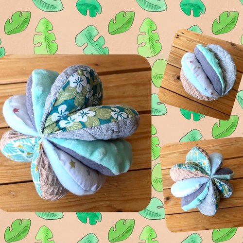 Balle montessori de préhension en quartiers, jouet d'éveil bébé, balle multicolore